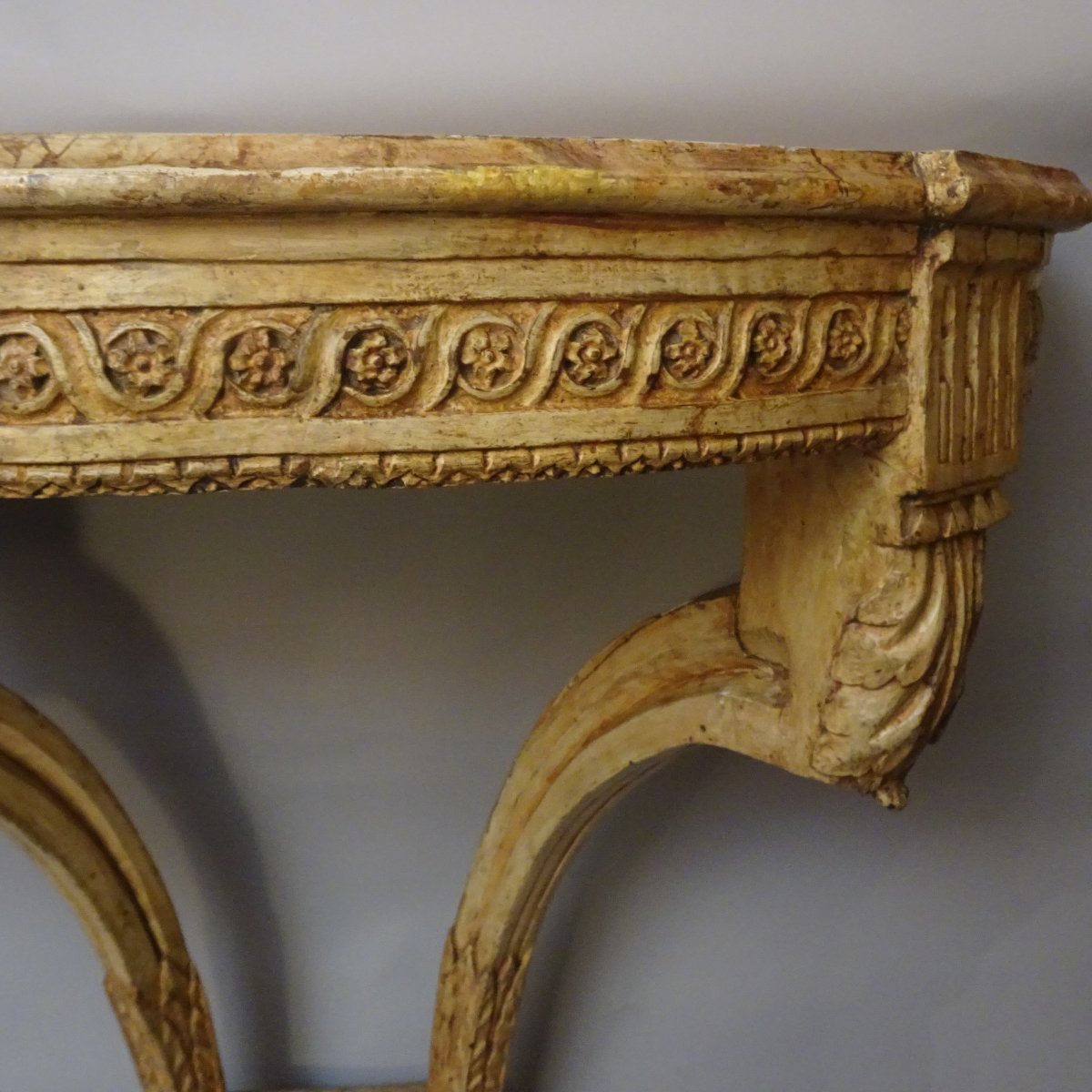 Console demi-lune laquée Louis XVI-photo-4