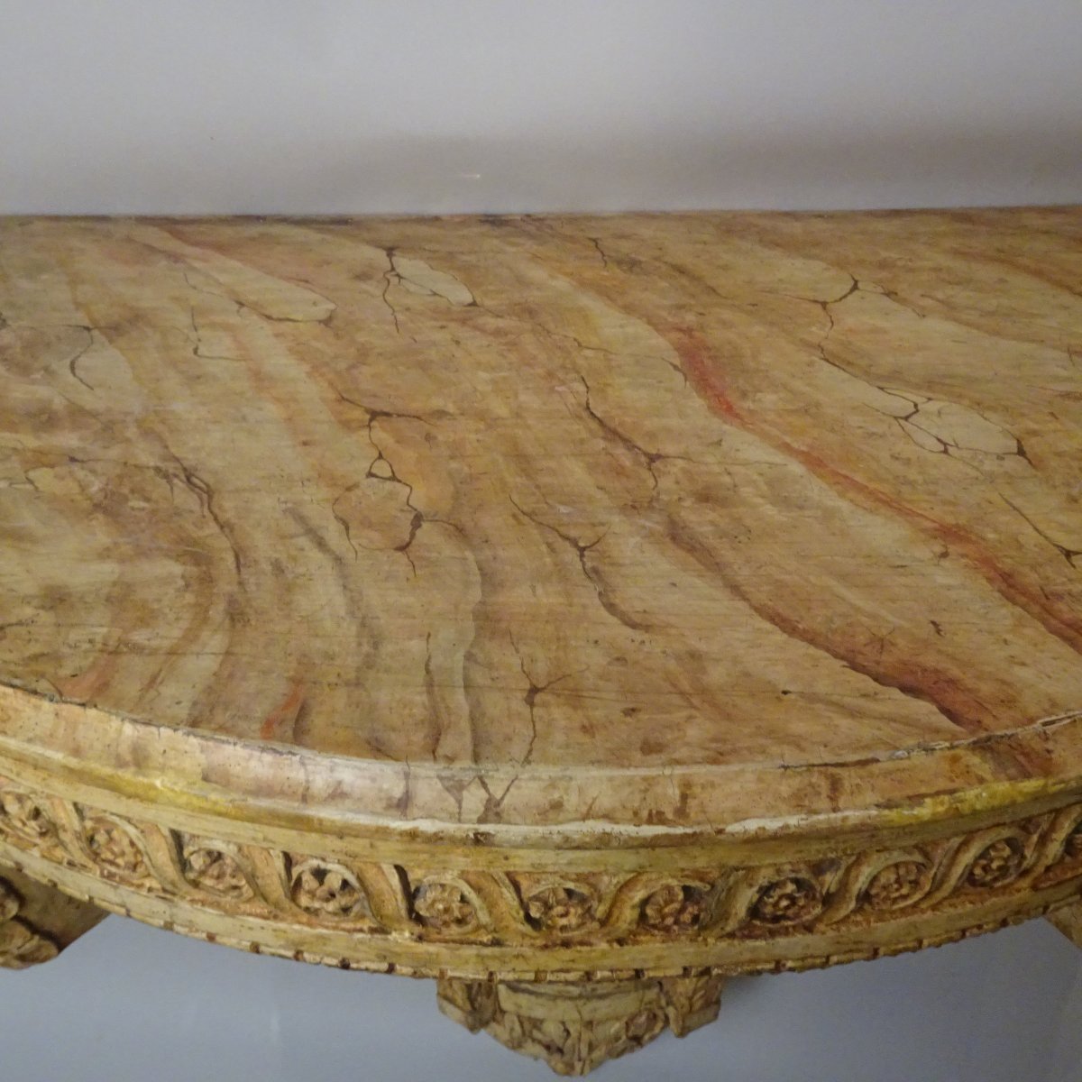 Console demi-lune laquée Louis XVI-photo-1