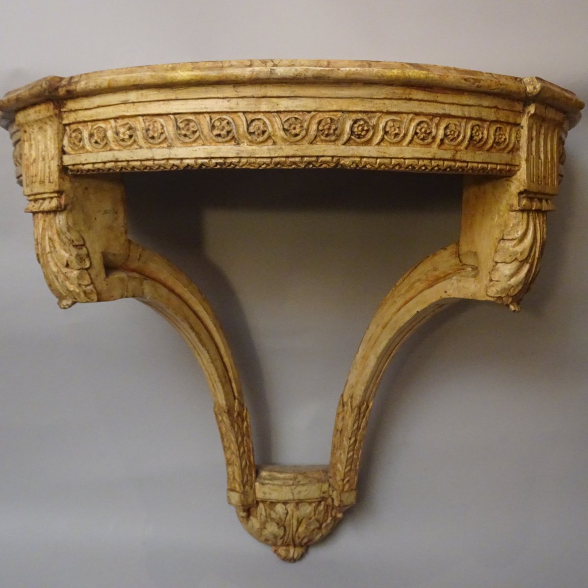 Console demi-lune laquée Louis XVI-photo-3
