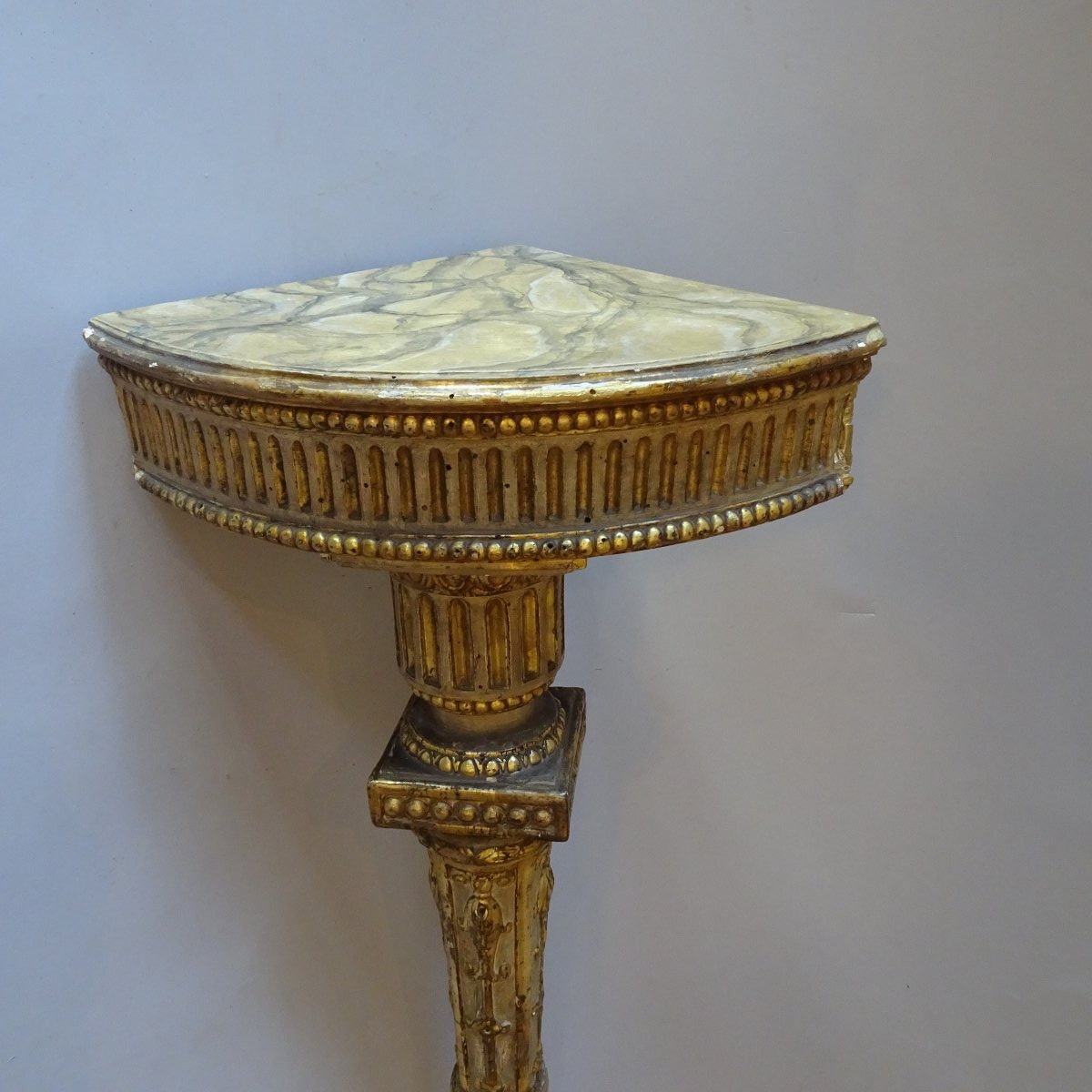 Louis XVI-style Corner Console Table In Lacquered And Gilded Wood -photo-4