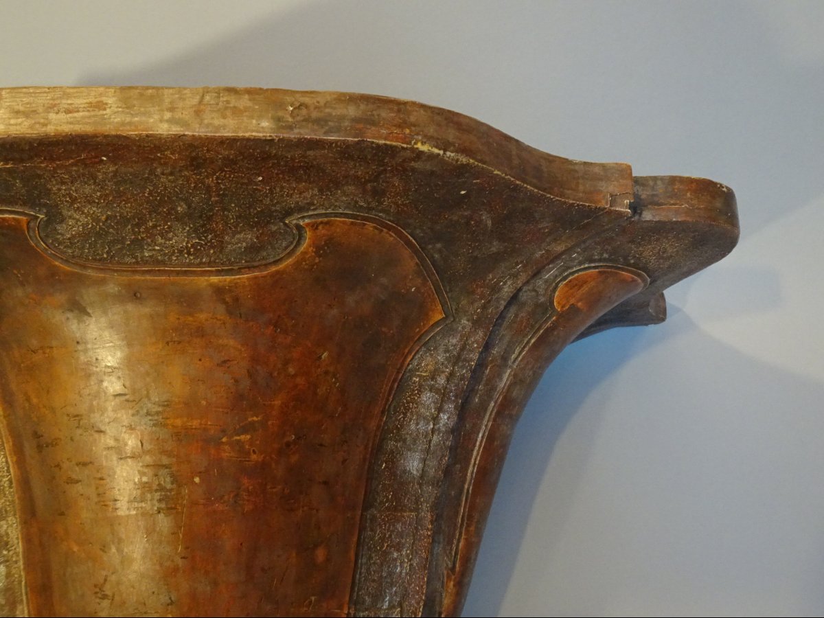 Luigi XV Teardrop-shaped Console Table In Silver-finished Wood -photo-2