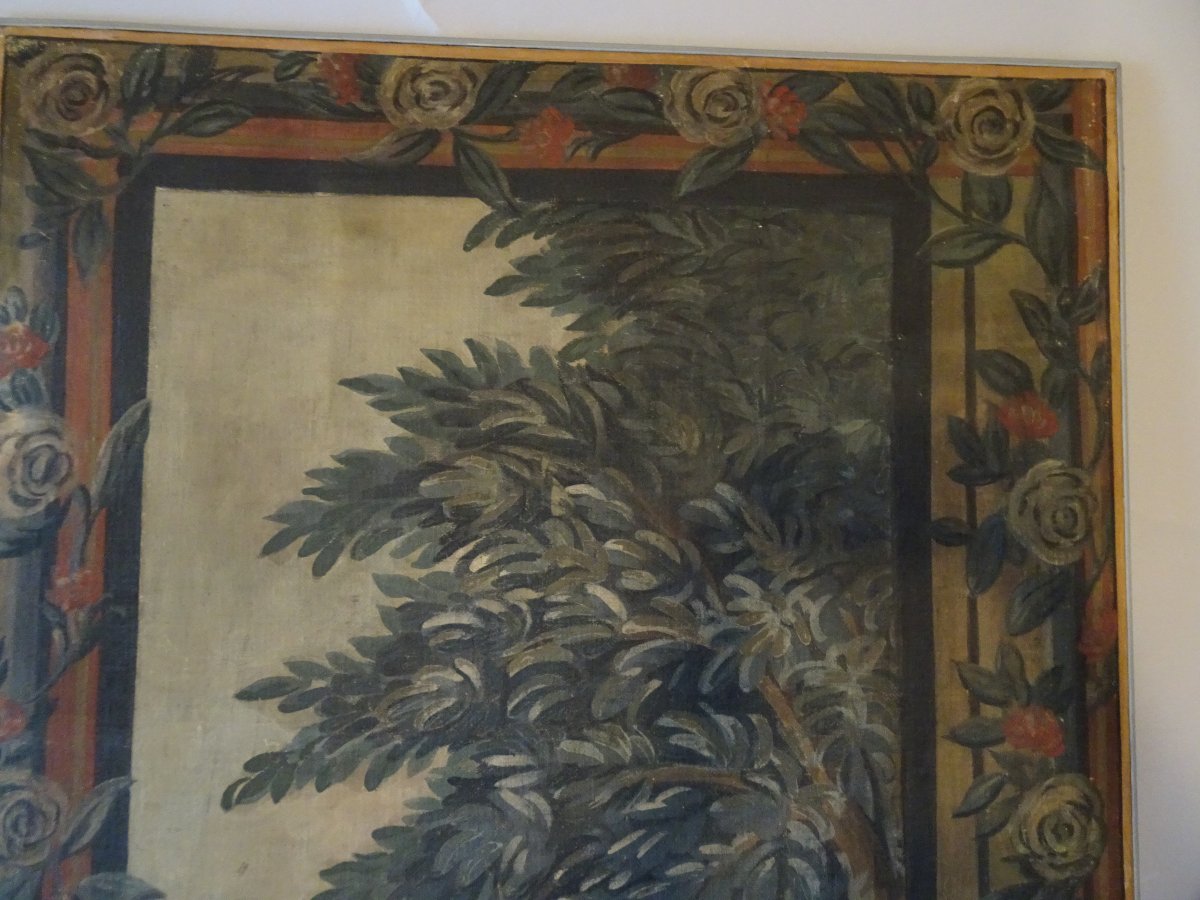Panneau décoratif peint à la tempera sur toile, XIXe siècle-photo-1