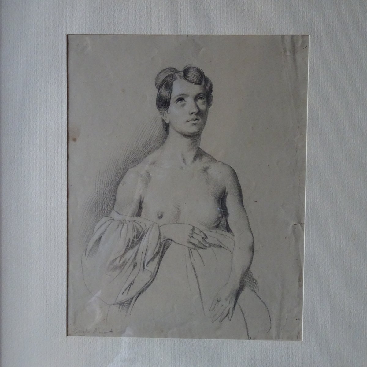 Carlo Arienti (1801-1873) Etude d'une figure féminine-photo-2