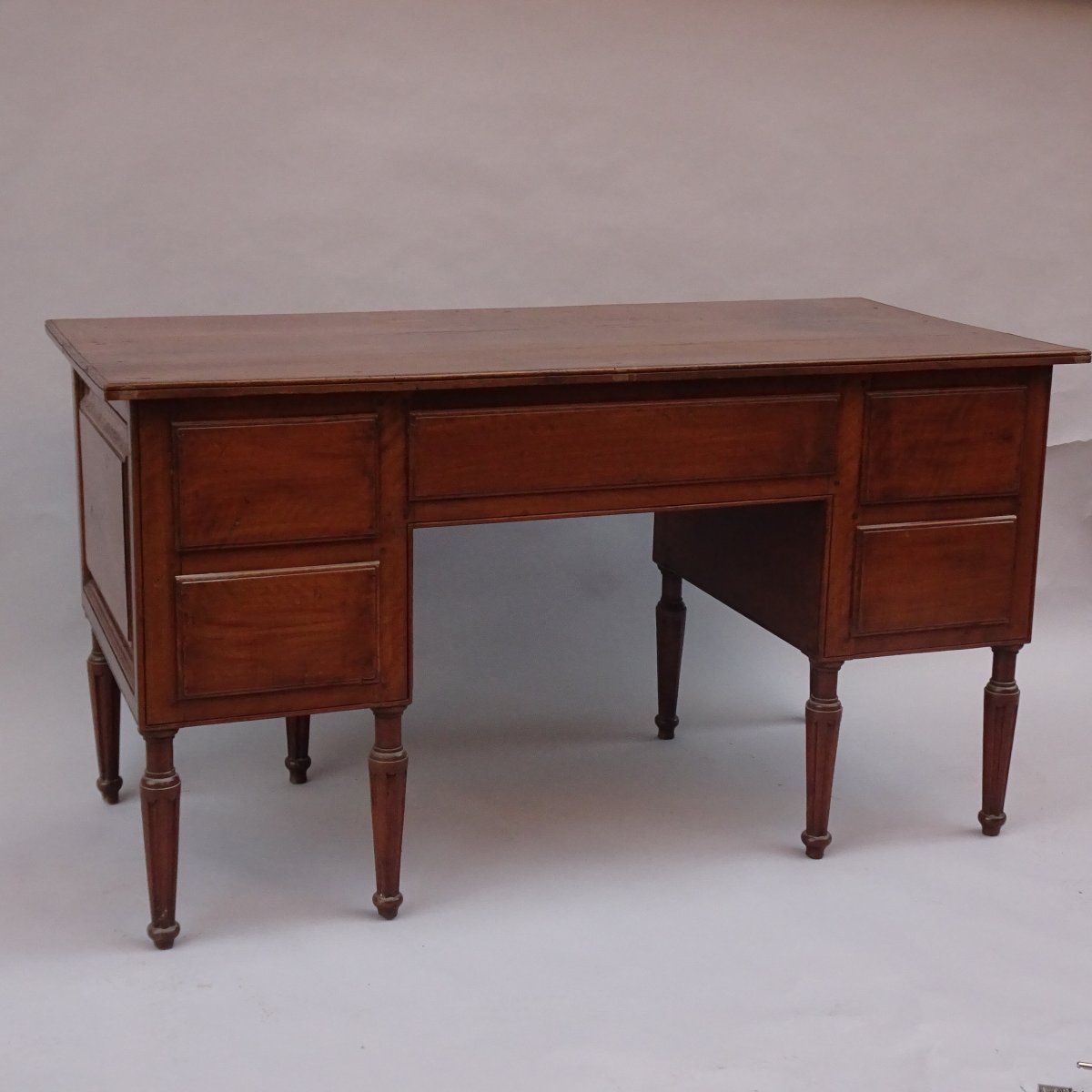Bureau central en noyer Louis XVI-photo-2