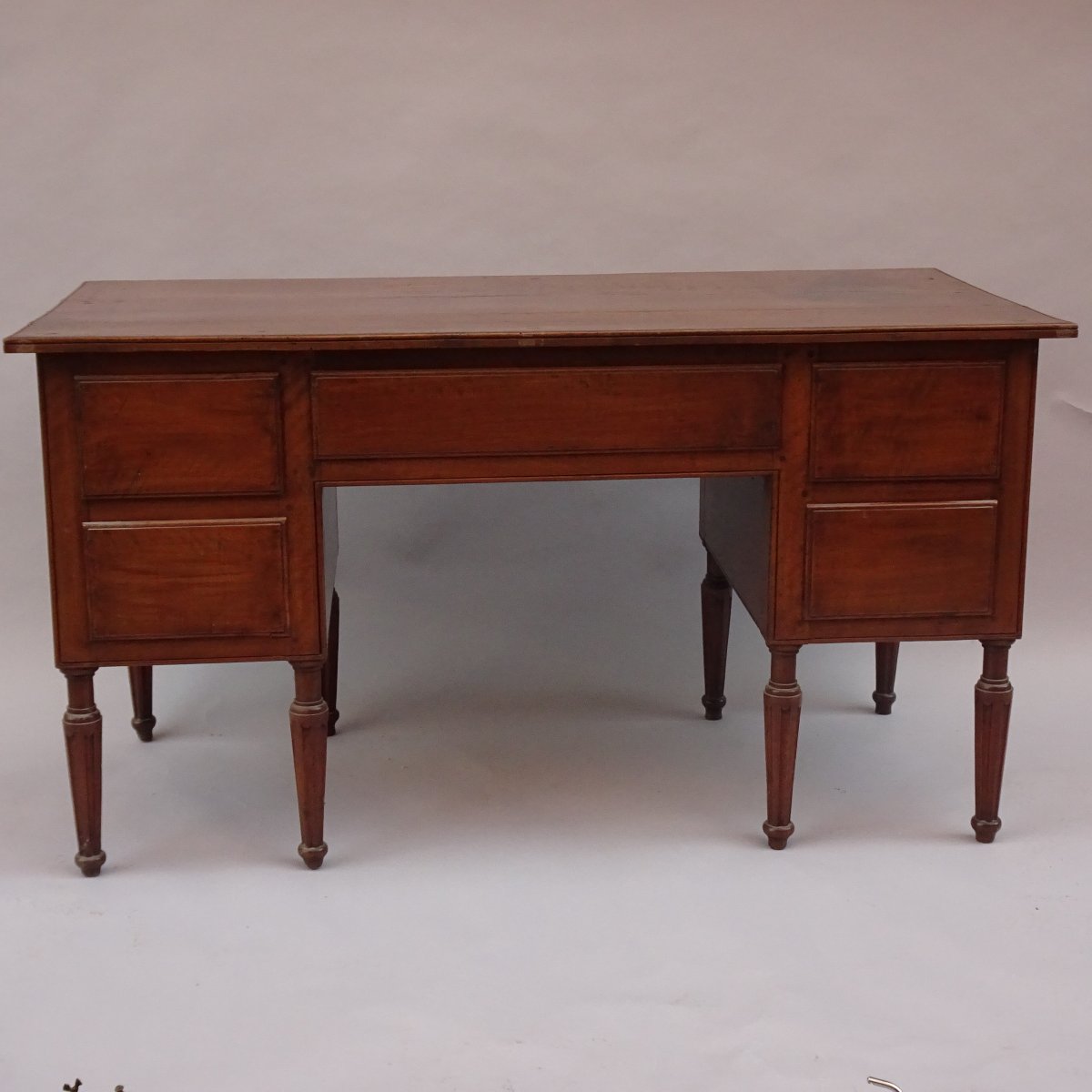 Bureau central en noyer Louis XVI-photo-2