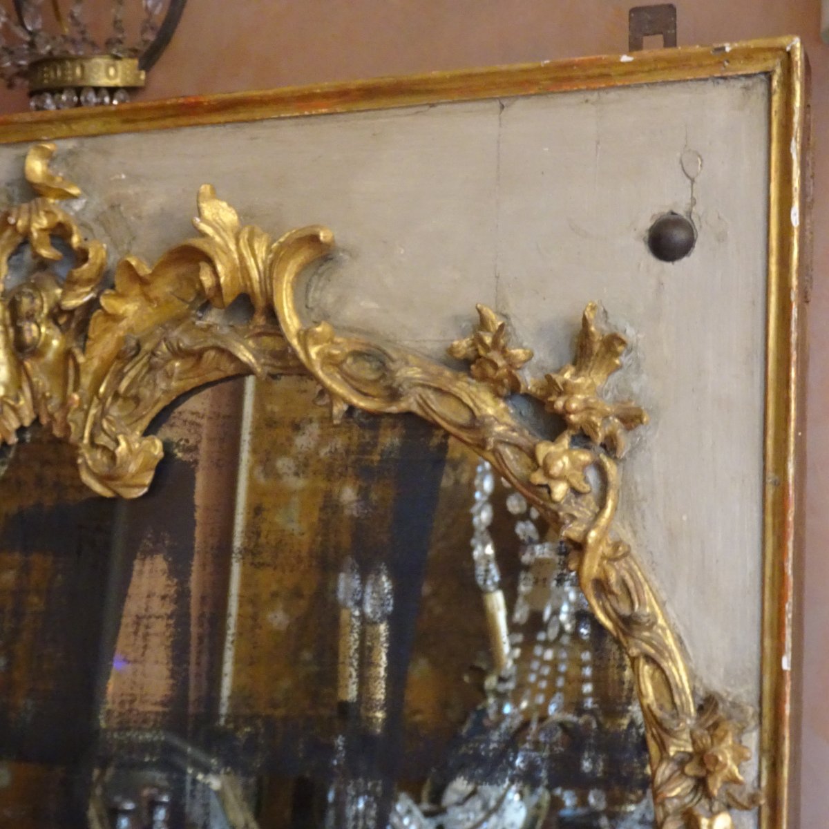 Grand miroir de cheminée Louis XV-photo-4