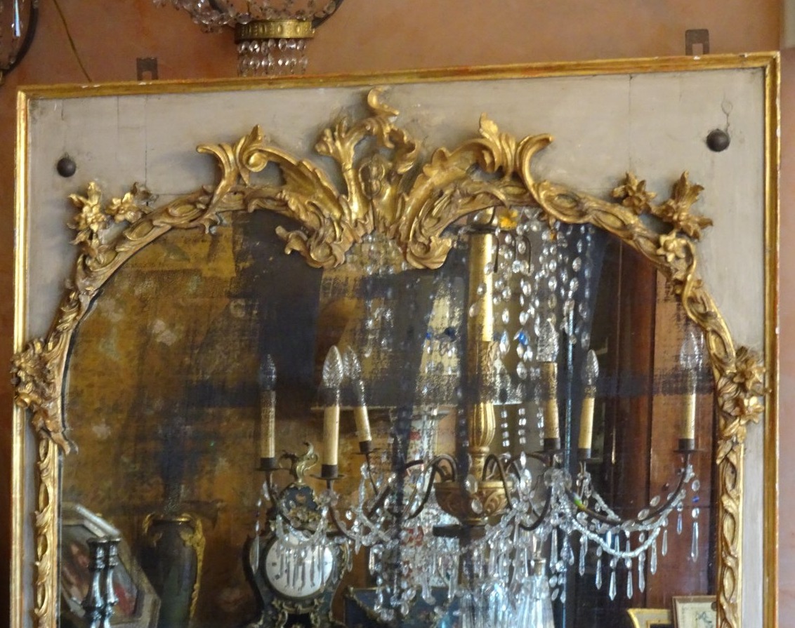 Grand miroir de cheminée Louis XV-photo-2