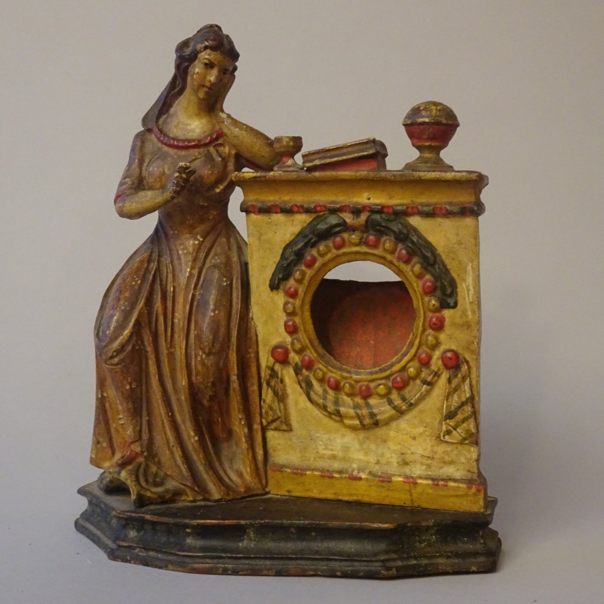 Support d'horloge en bois laqué du XVIIIe siècle provenant de Venise-photo-3