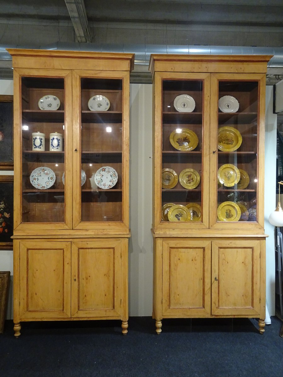 Pair Of Lacquered Wooden Bookcases, Lucca, Early 19th Century-photo-2