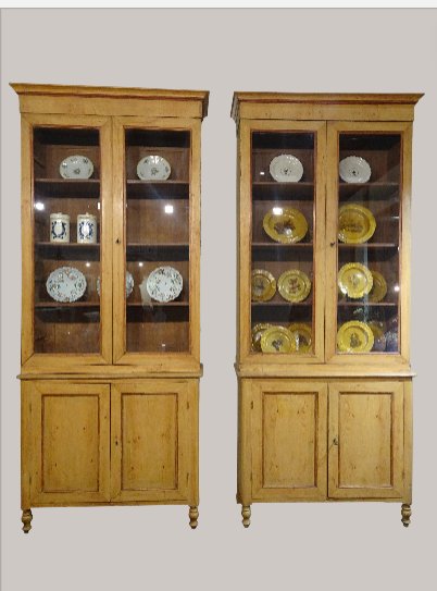 Pair Of Lacquered Wooden Bookcases, Lucca, Early 19th Century