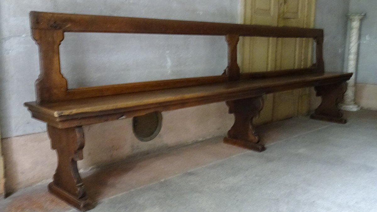 Large 17th-century Emilian Walnut Bench-photo-2