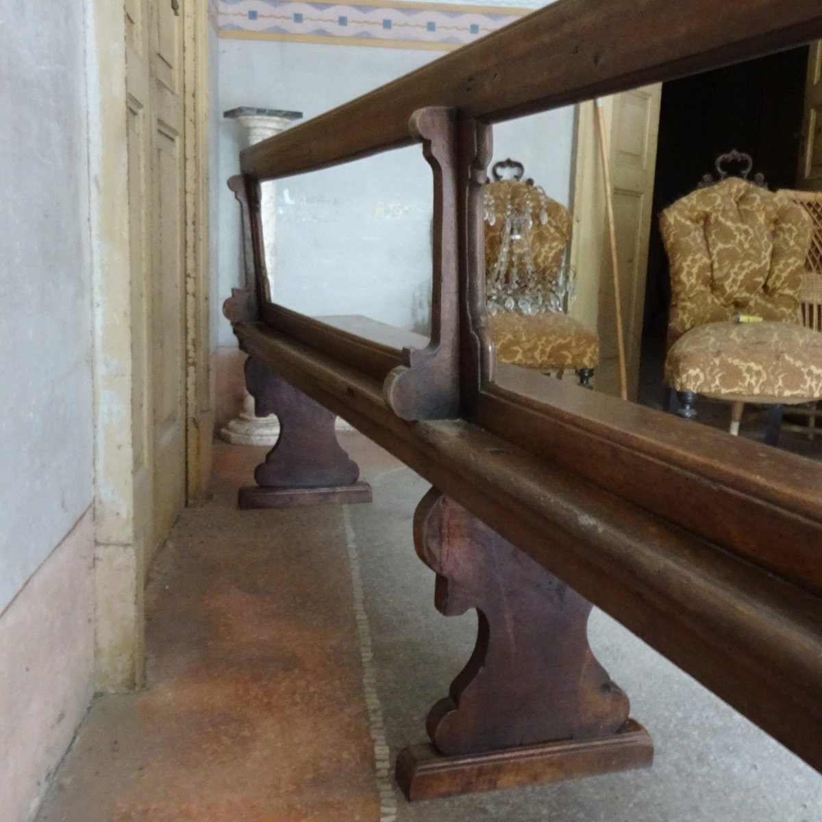 Large 17th-century Emilian Walnut Bench-photo-7