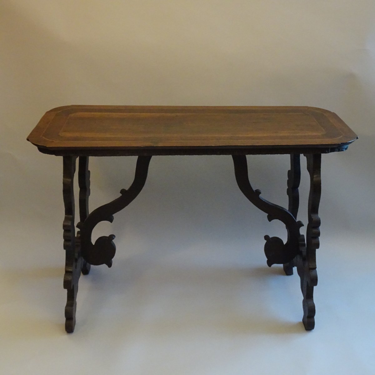 Lombardy-style Lyre-shaped Coffee Table, Late 17th Century-photo-6