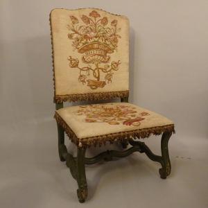 Fauteuil de cheminée en bois laqué du XIXe siècle