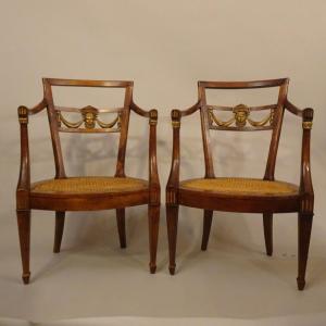 Paire de fauteuils toscans néoclassiques
