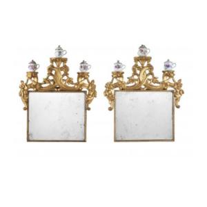 18th-century Gilded Wooden Mirrors With Shelves For Porcelain
