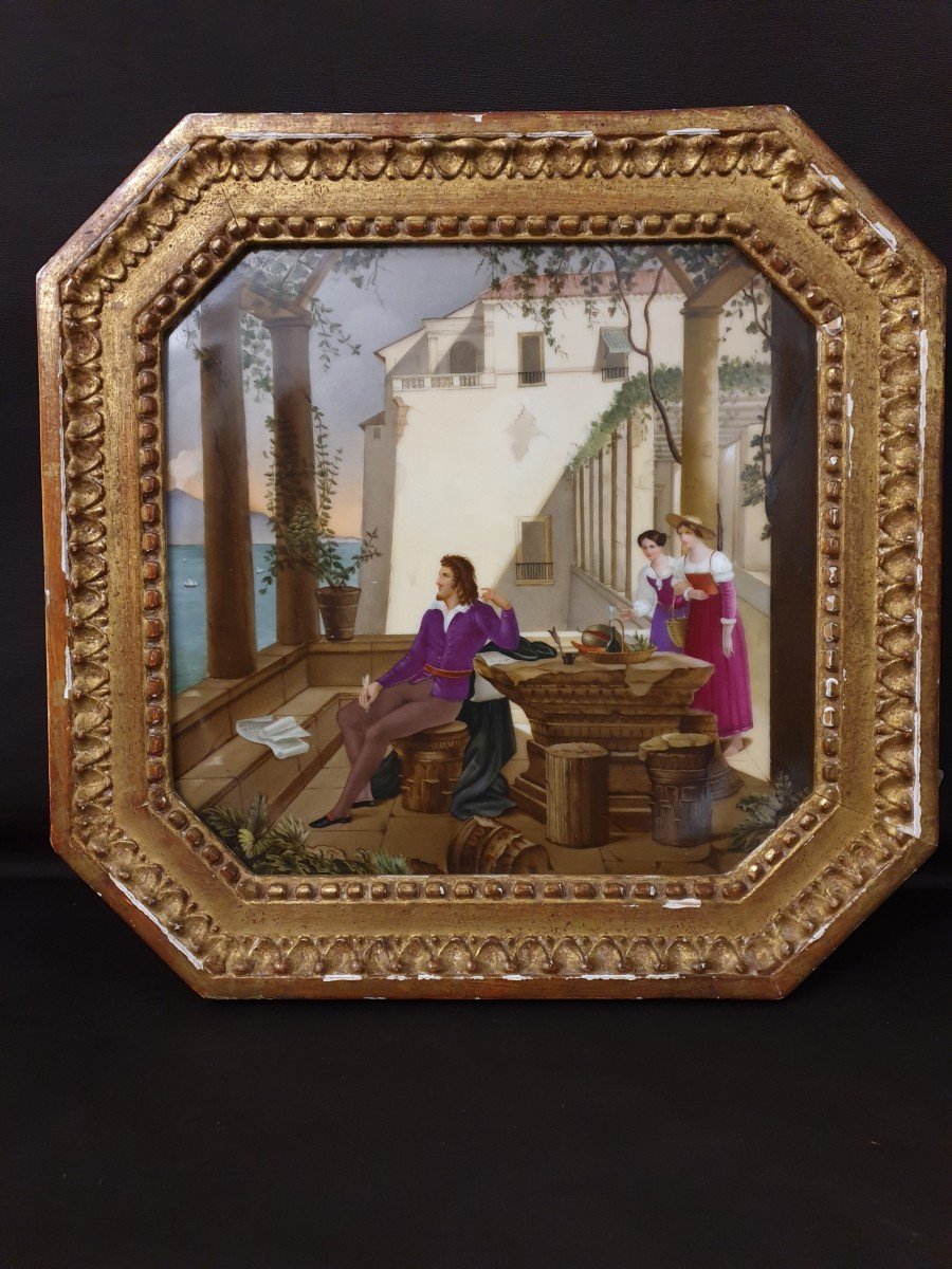 Pair Of Majolica Representing The House Torquato Tasso-photo-2