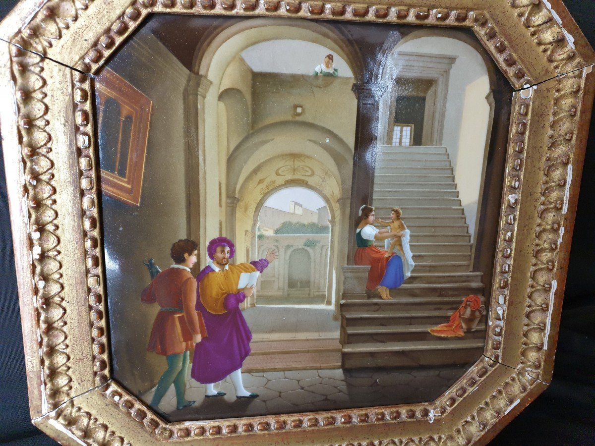Pair Of Majolica Representing The House Torquato Tasso-photo-1