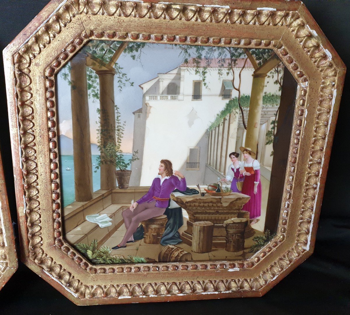 Pair Of Majolica Representing The House Torquato Tasso-photo-2