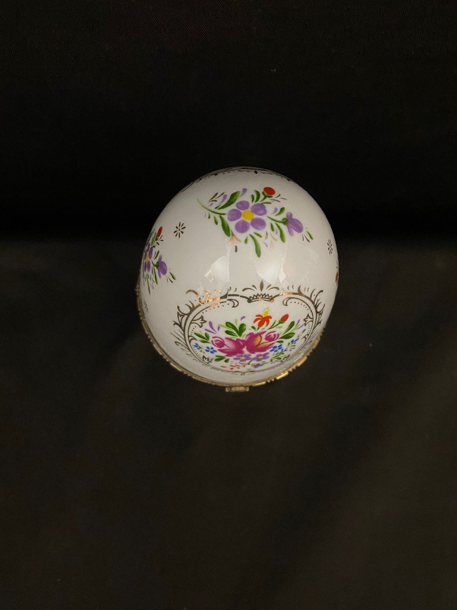 Oeuf En Porcelaine Avec Horloge Du 19ème Siècle-photo-4