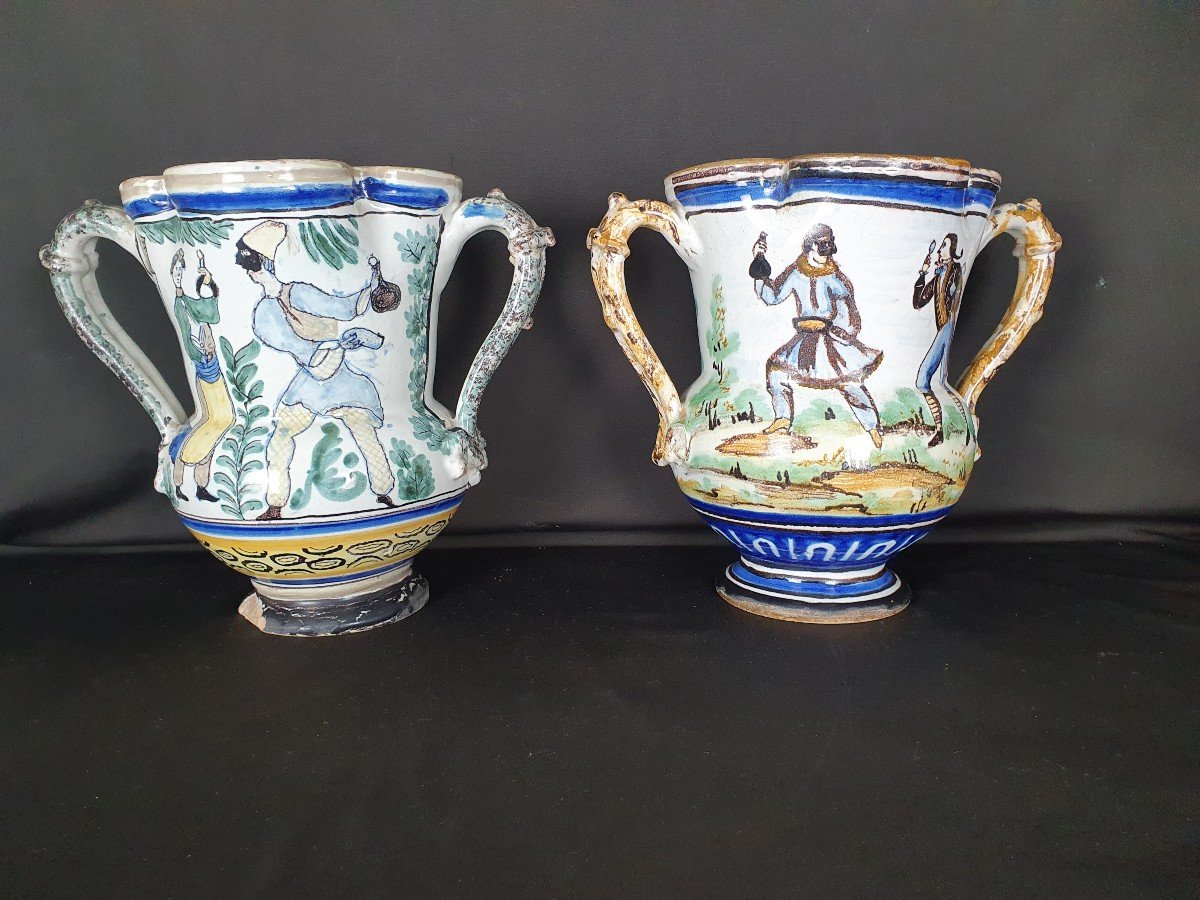 Pair Of 19th Century Neapolitan Pitchers