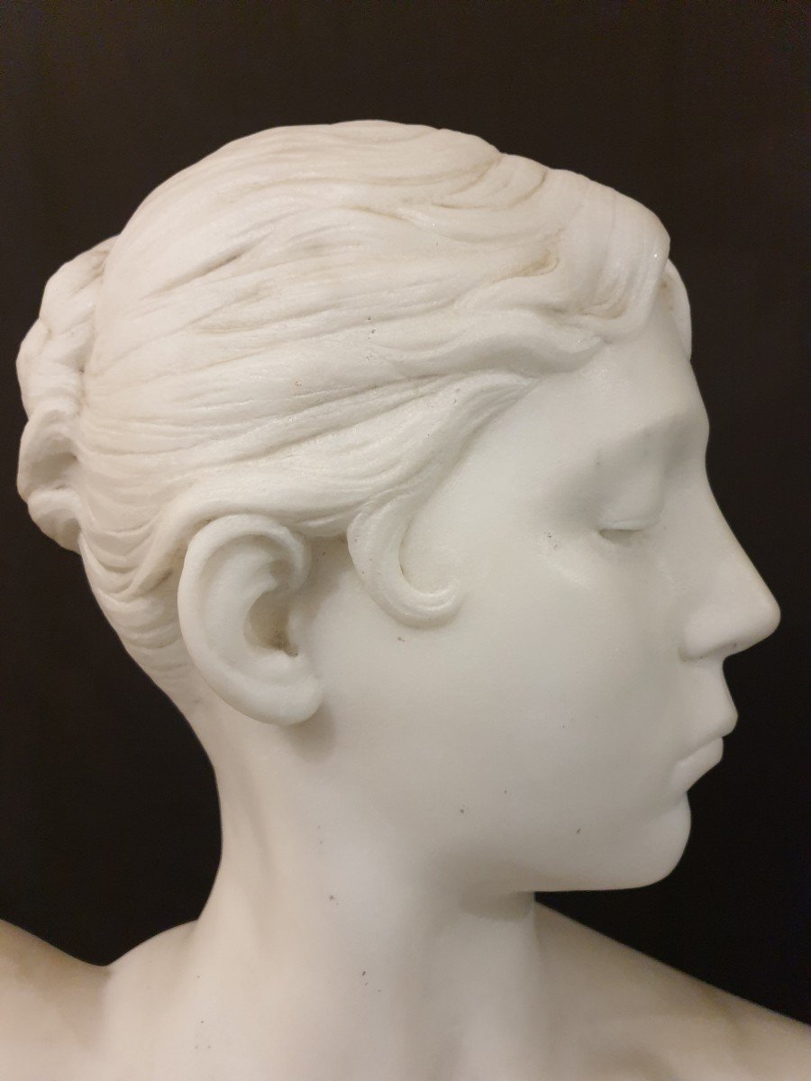 Buste De Diane chasseresse  Par Jean-alexandre-joseph Falguière Du 19ème Siècle.-photo-2