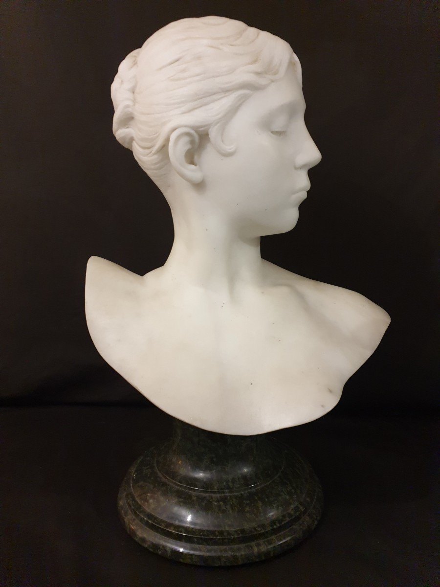 Buste De Diane chasseresse  Par Jean-alexandre-joseph Falguière Du 19ème Siècle.-photo-3