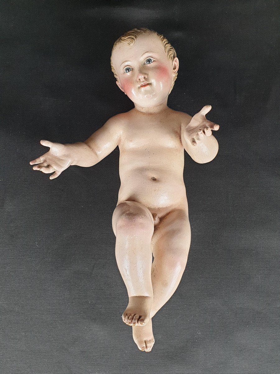 Sculpture Napolitaine De l'Enfant Jésus Du 19ème Siècle-photo-3