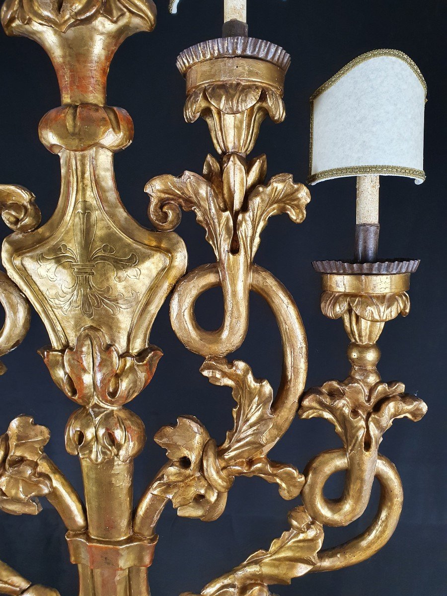 Candlestick With 5 Light Points, 18th Century Sculpture-photo-2