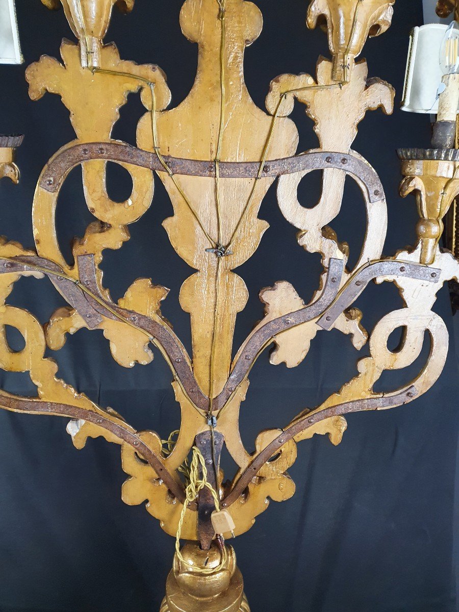 Candlestick With 5 Light Points, 18th Century Sculpture-photo-4