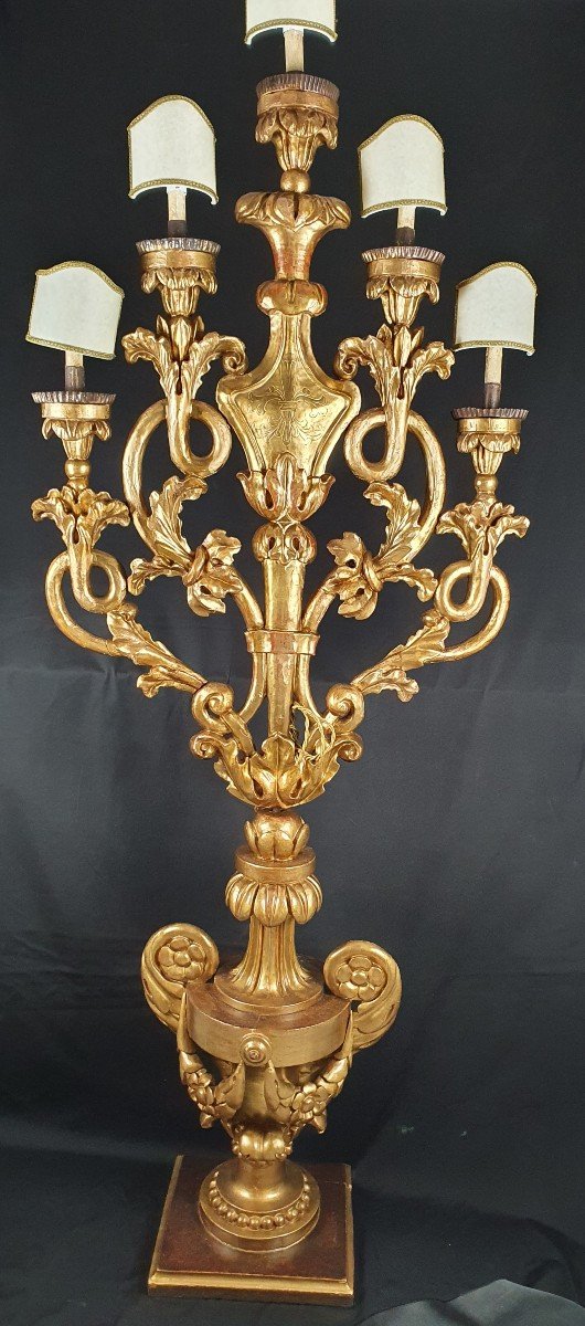 Candlestick With 5 Light Points, 18th Century Sculpture