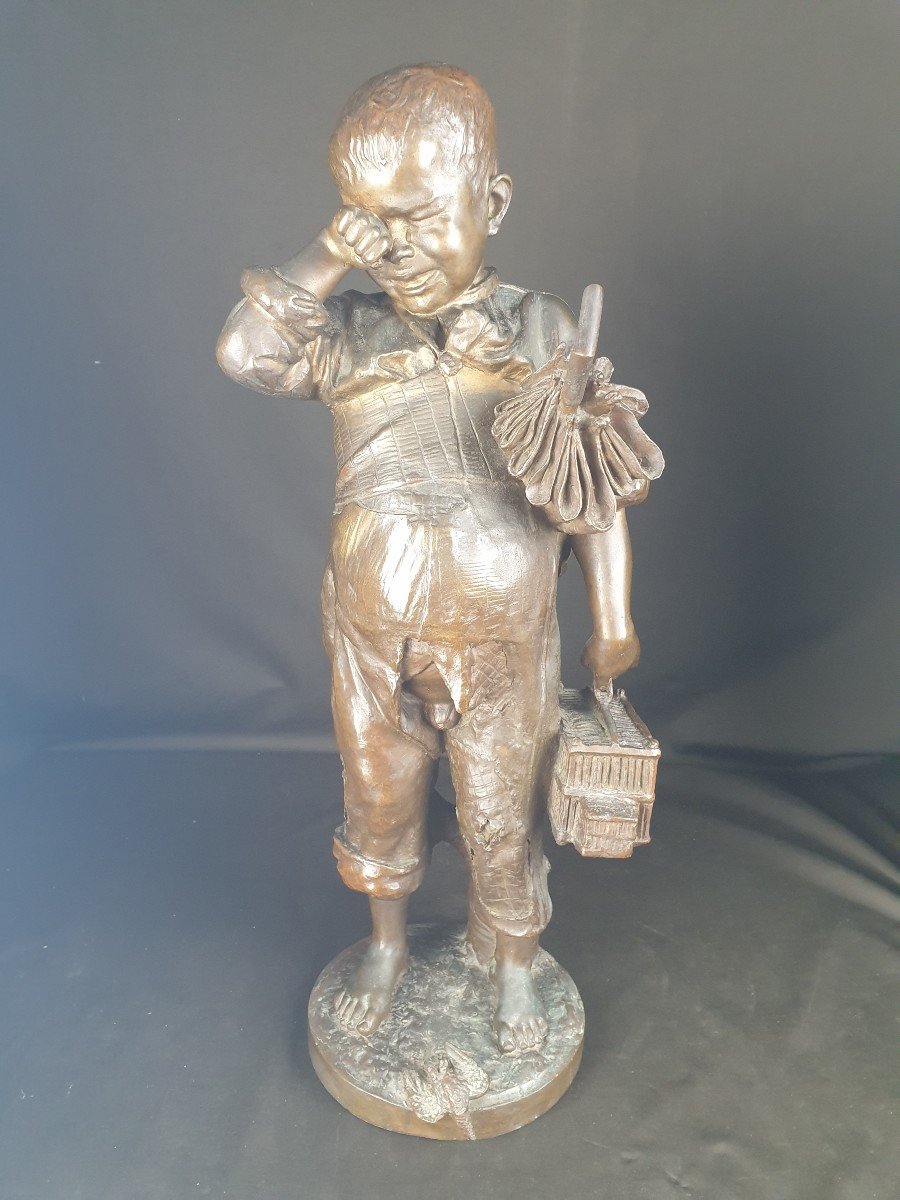 Sad Child, XIXth Bronze-photo-6