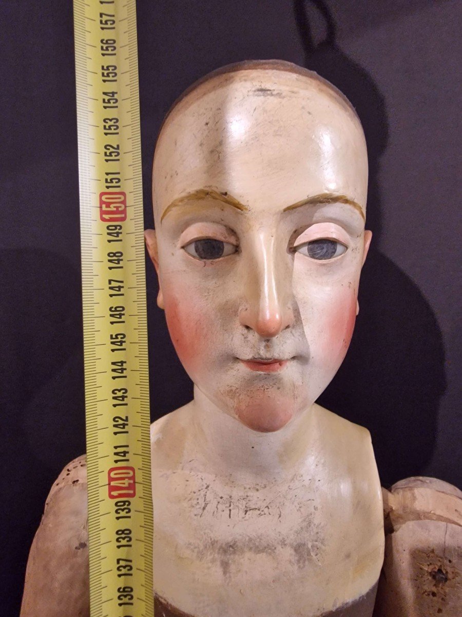 Mannequin, Sculpture En Bois Napolitaine Du XVIIIe Siècle-photo-3