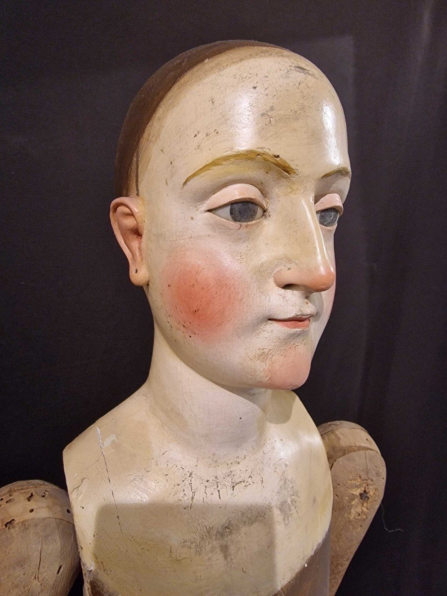 Mannequin, Sculpture En Bois Napolitaine Du XVIIIe Siècle-photo-4