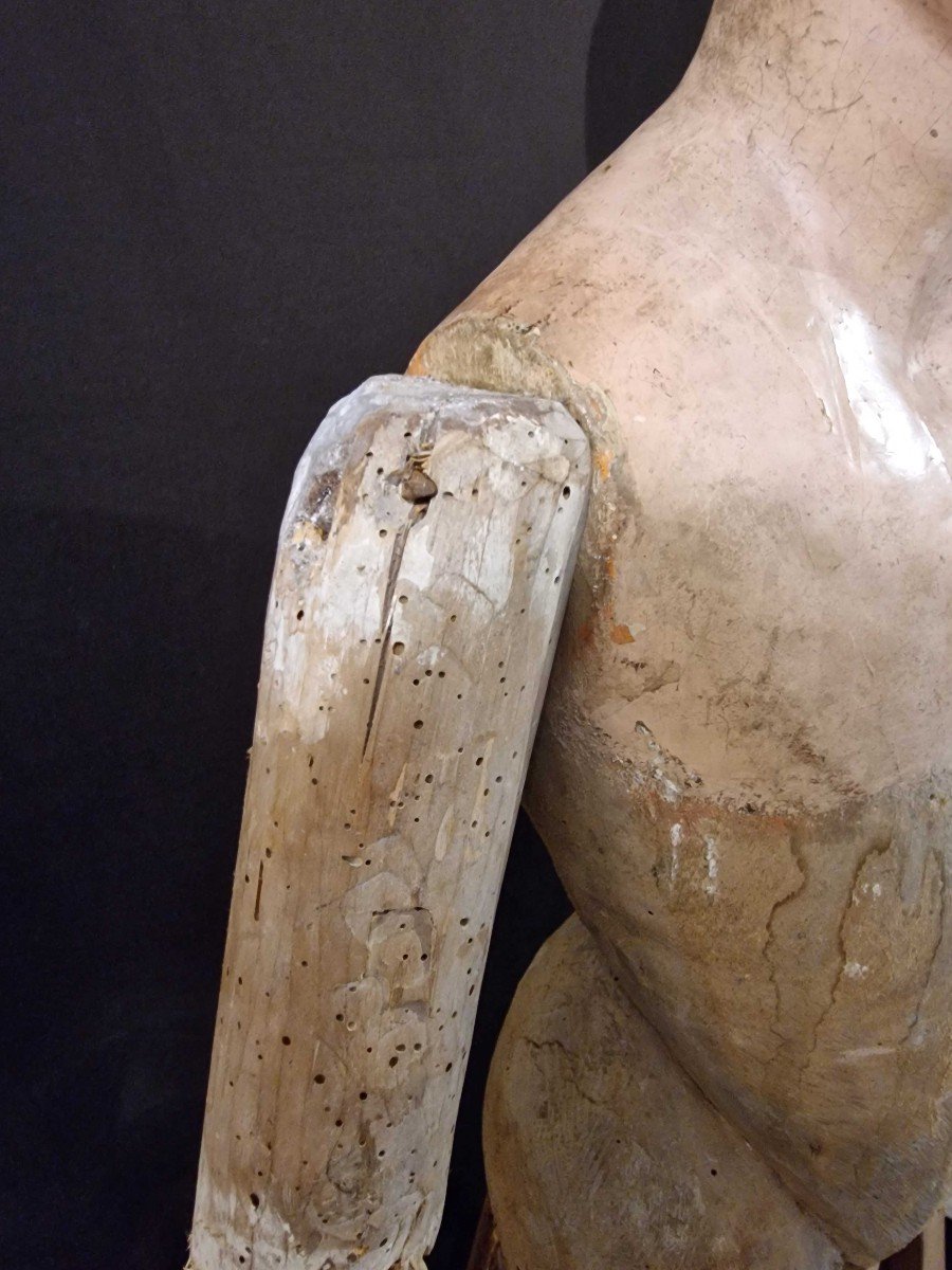 Mannequin, Sculpture En Bois Napolitaine Du XVIIIe Siècle-photo-1