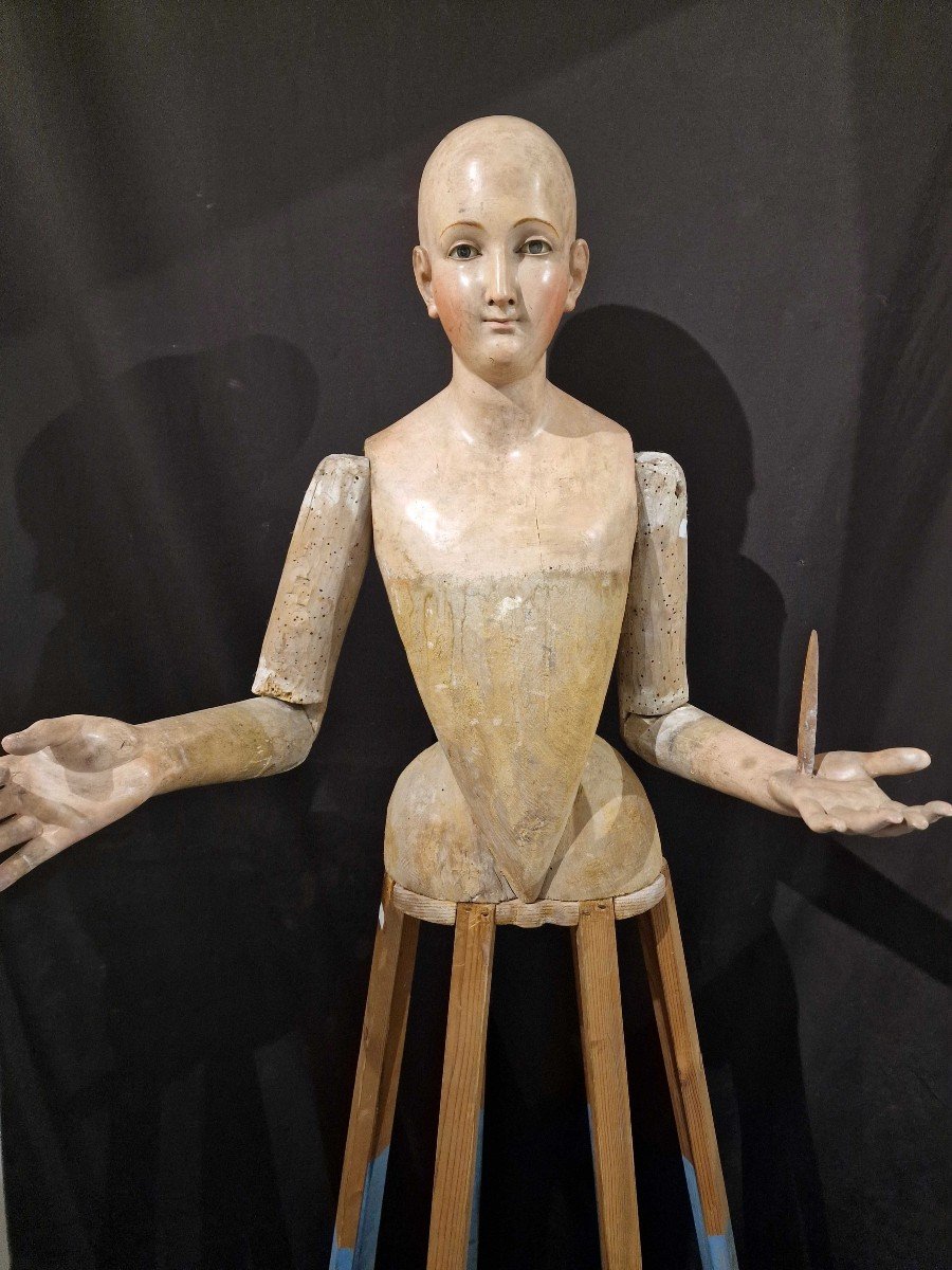 Mannequin, Sculpture En Bois Napolitaine Du XVIIIe Siècle-photo-5