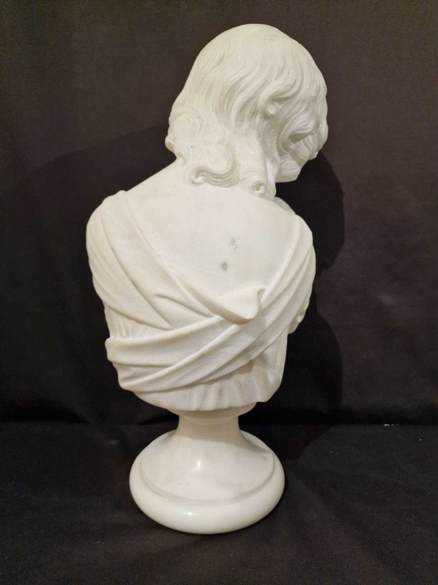 La Jeune Fille Et Son Chien Sculpture En Marbre Du XIXe Siècle-photo-3