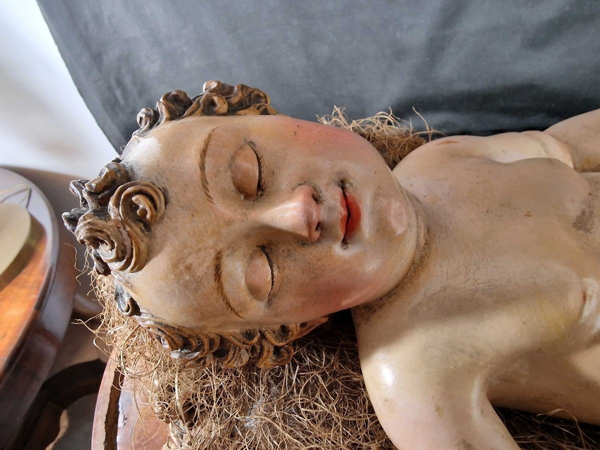 Sleeping Baby Jesus, 19th Century Neapolitan Sculpture-photo-2