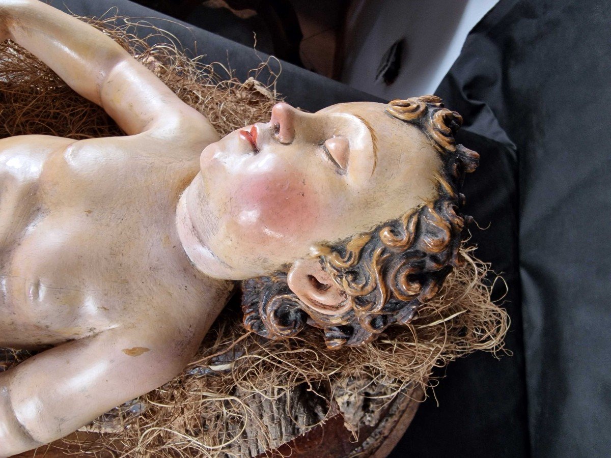 Sleeping Baby Jesus, 19th Century Neapolitan Sculpture-photo-3