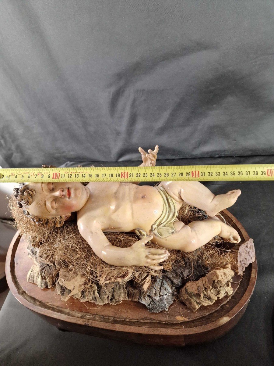 Sleeping Baby Jesus, 19th Century Neapolitan Sculpture-photo-2