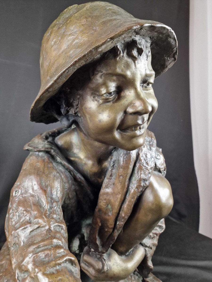 Child Player, Bronze XIXth Century-photo-2