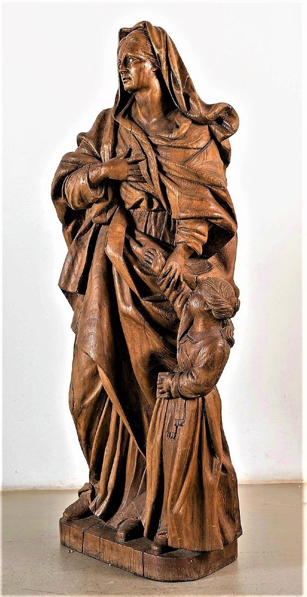 Sainte Anna et l' Enfant Vierge - sculpture en bois - ecole française du XVIIè-photo-4