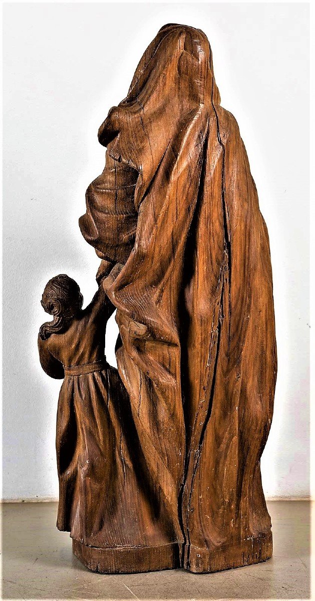 Sainte Anna et l' Enfant Vierge - sculpture en bois - ecole française du XVIIè-photo-1
