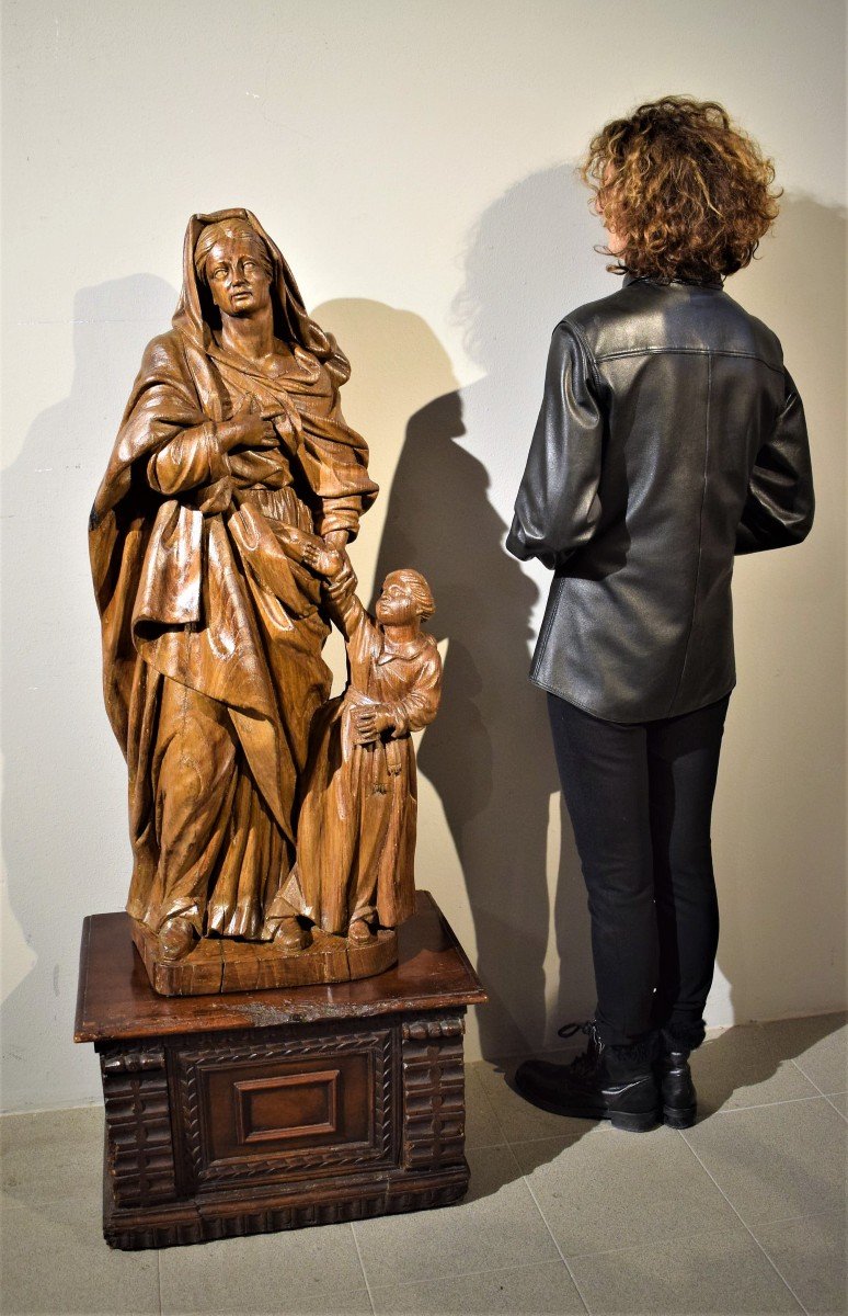 Sainte Anna et l' Enfant Vierge - sculpture en bois - ecole française du XVIIè-photo-8