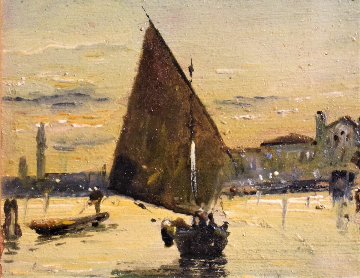 Venise, lever de soleil doré sur la lagune - Francisco Pradilla Ortiz  (1848-1921)-photo-5