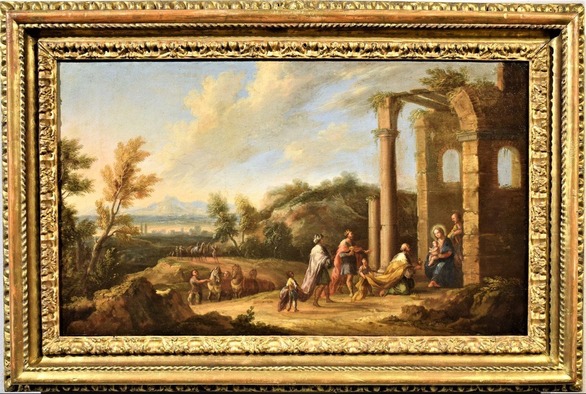 Arcadian Landscape With The Adoration Of The Magi - Andrea Locatelli (rome 1695-1741) 