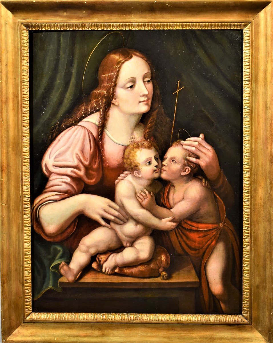 Virgin And Child With Saint John The Baptist - Lombard School Of The XVIth-photo-2