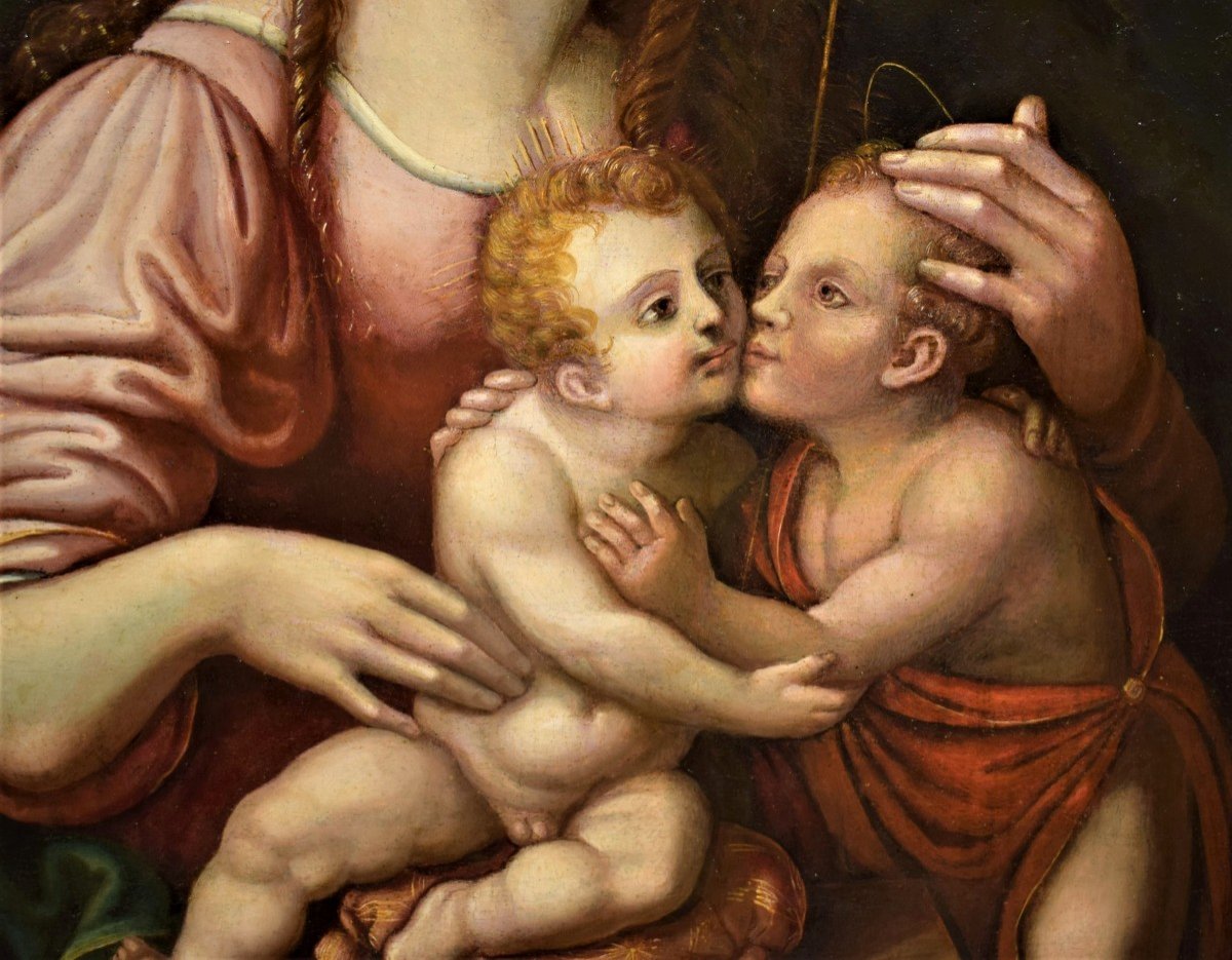 Vierge à l'Enfant et Saint Jean Baptiste - Ecole lombarde du XVIème-photo-4