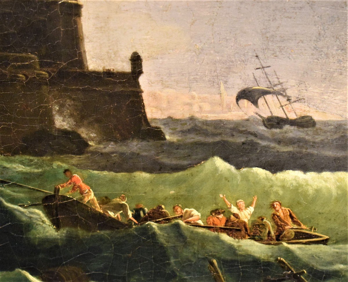 Shipwreck In The Harbour - Claude Joseph Vernet (avignon 1714 - Paris 1789)-photo-5