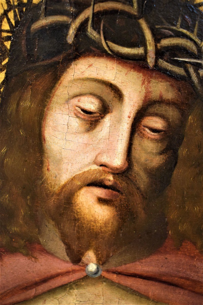 Ecce Homo - Maître flamand  - Huile sur table - 16ème siècle-photo-2